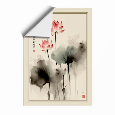 Lotus Flowers In Ink Japandi - Print
