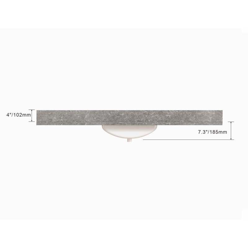 49" Quartz Single Bathroom Vanity Top with Sink, Charcoal Gray
