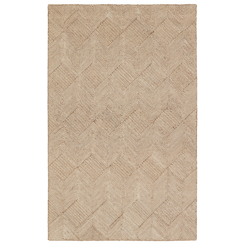 Tapis beige en laine / jute touffeté à la main de couleur unie Oisin, Rectangle 9 pi x 12 pi