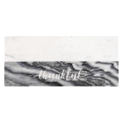 Lexi Home Timeless Kitchen Collection 16 X 7 Gray Thankful Marble Charcuterie Board