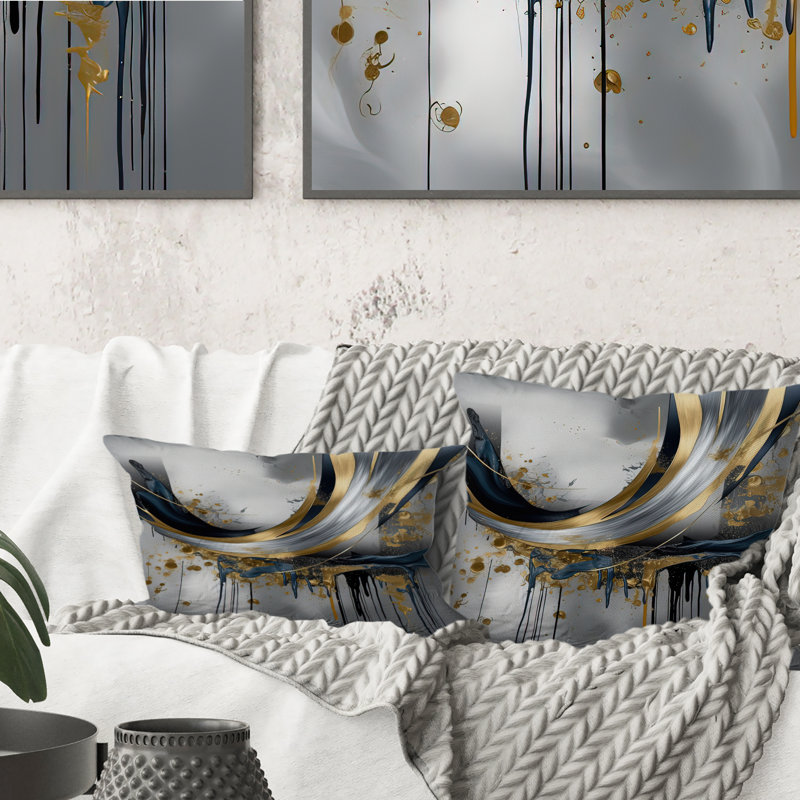 Shapes And Lines Abstract Marble V - Coussin abstrait en marbre, 18" x 18", Carré