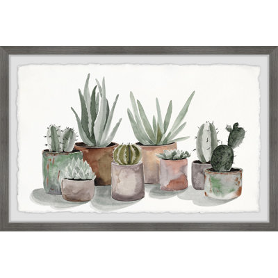 «Pastel Succulent Vases», reproduction encadrée