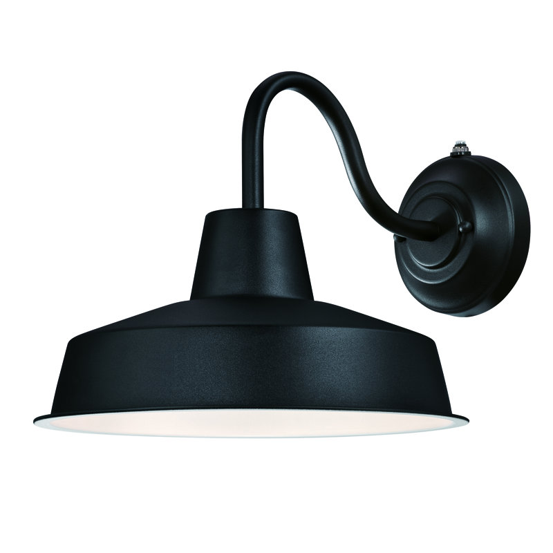 Luminaire de grange d'extérieur à DEL intégré Giglio, Noir, H 11 po x l 12,25 po x P 15,25 po, 15 watts