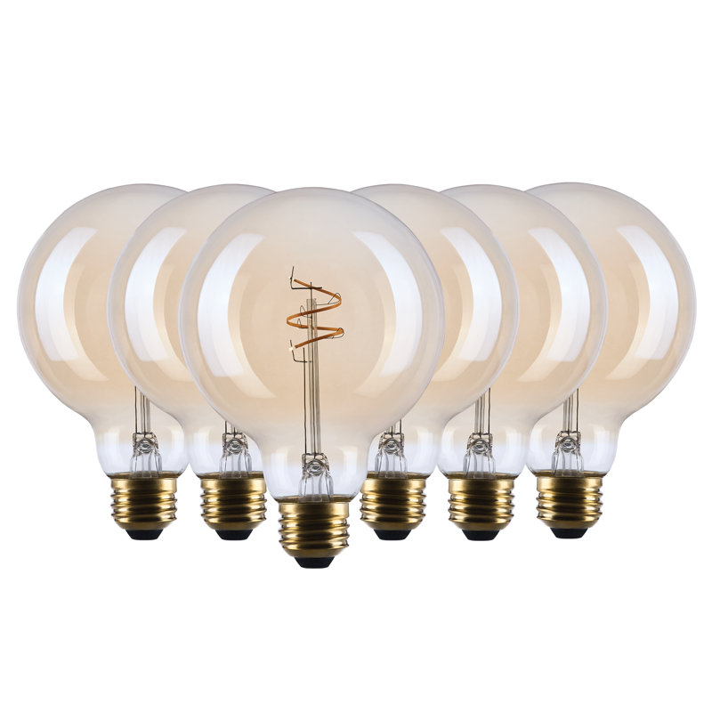 Filament ambre en verre transparent 3,5 W à culot moyen de 3,5 watts G30 à DEL 2000K à intensité variable 120 Volt, 3,5 W
