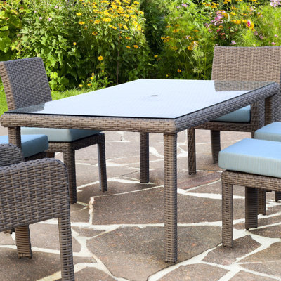 Sperber Rectangular Glass Outdoor Dining Table Yes , 72 " W 42 " D