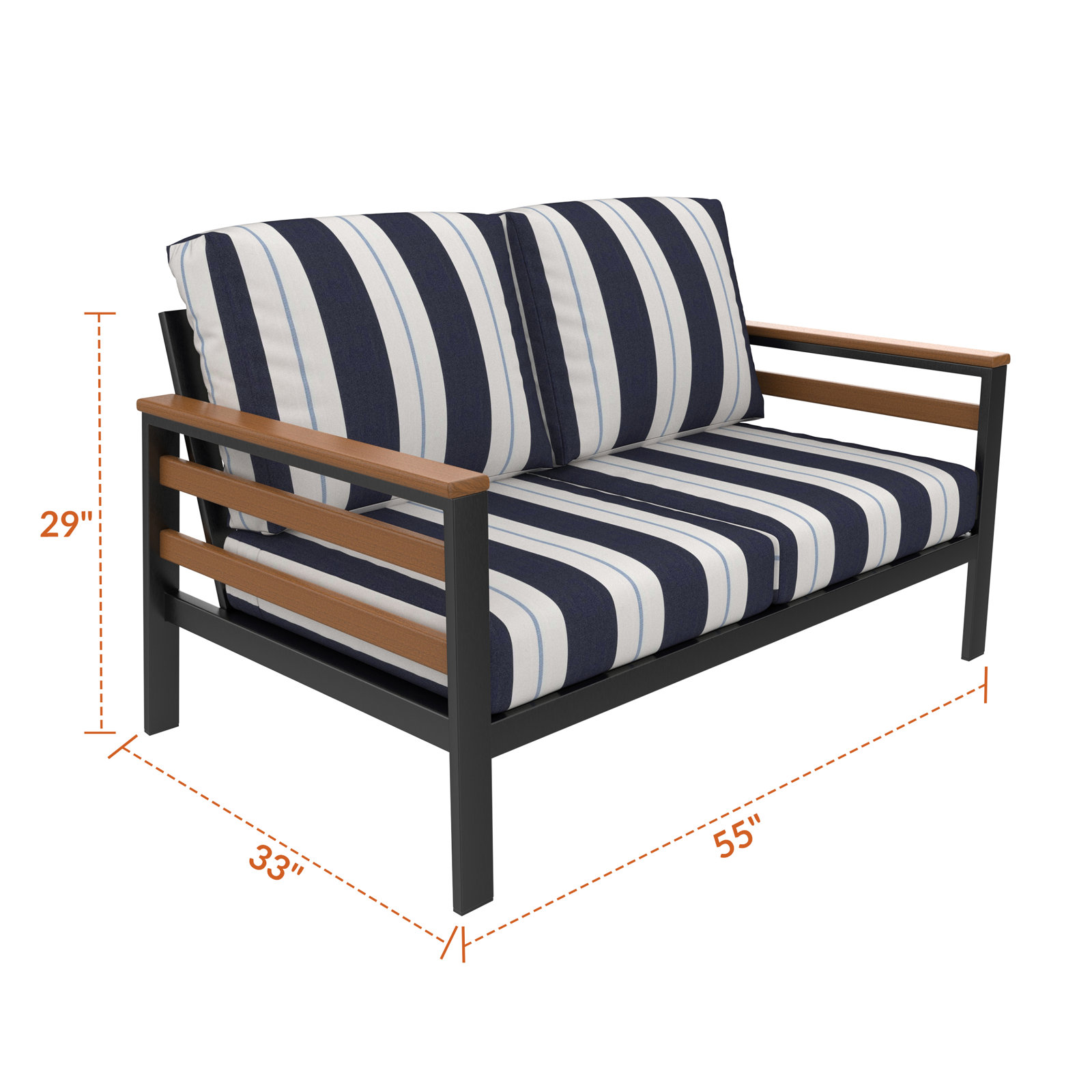 Townsend 55" Sunbrella® Patio Loveseat, Sunbrella Relate Harbor, White