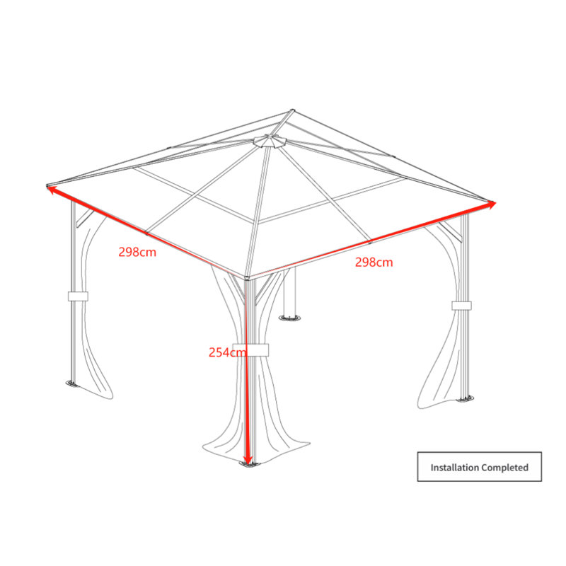 10 Ft. W x 10 Ft. D and 12 Ft. W x 10 Ft. D Patio Gazebo with Curtains, 10 Ft. W x 10 Ft. D