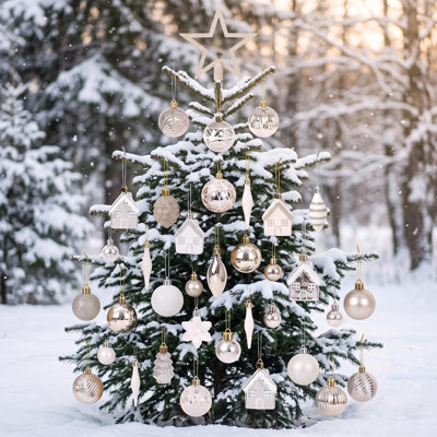 Ensemble de 100 décorations de Noël incassables et colorées de 6 cm (2,36 po)