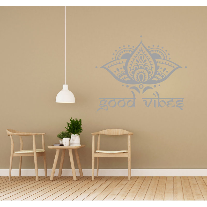 Adhésif décoratif Good Vibes Lotus, Argent, H 15 po x l 17 po
