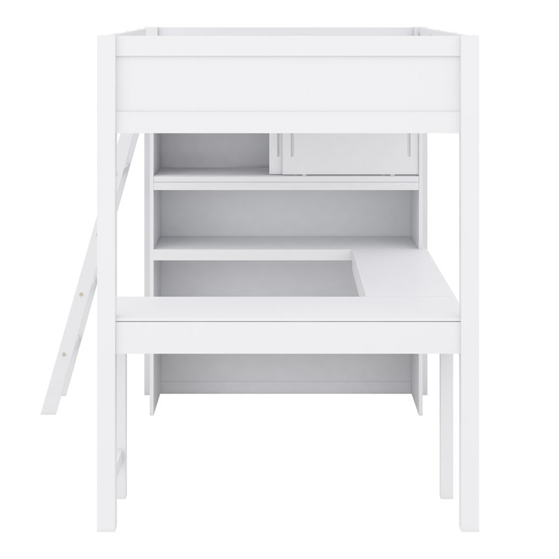 Jerimyah Full Size Loft Bed With Desk And Shelf, White