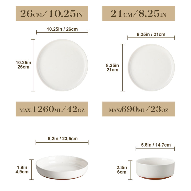 Piece Stoneware Dinnerware Set - Service for 8, White