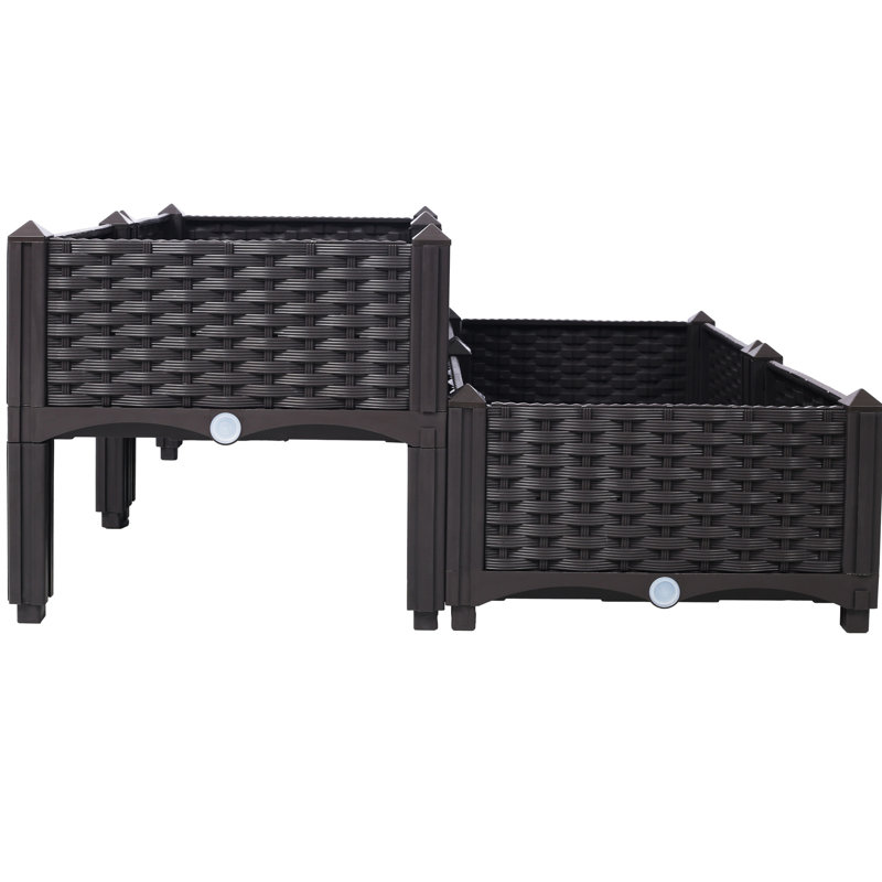 Vivana Brown Self-Watering Raised Herb Garden Bed With Legs - 4 Piece Polypropylene Made Drainage Function Easy To Assemble For Restaurants Feature Assembly