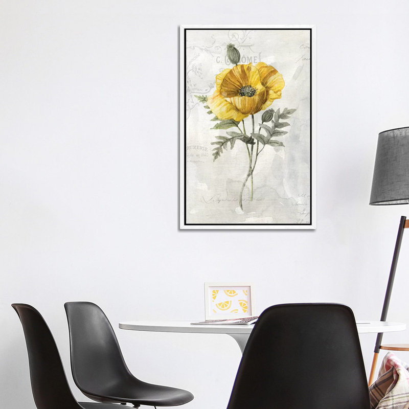 Canary Linen Poppy by Carol Robinson - Print on Canvas, White Framed, 101.6 cm H x 66.04 cm W