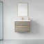 Meuble-lavabo de 30 po avec lavabo. Armoire flottante gris cendré en forme de U. Pré-assemblé pour une installation simple. Comptoir en résine de qualité en pierre. Fonctionnalité de tiroir à fermeture silencieuse. - Coquille en bois.