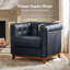 Fauteuil demi-tonneau carré en cuir véritable transitionnel 35,25 po Alisier-110361325