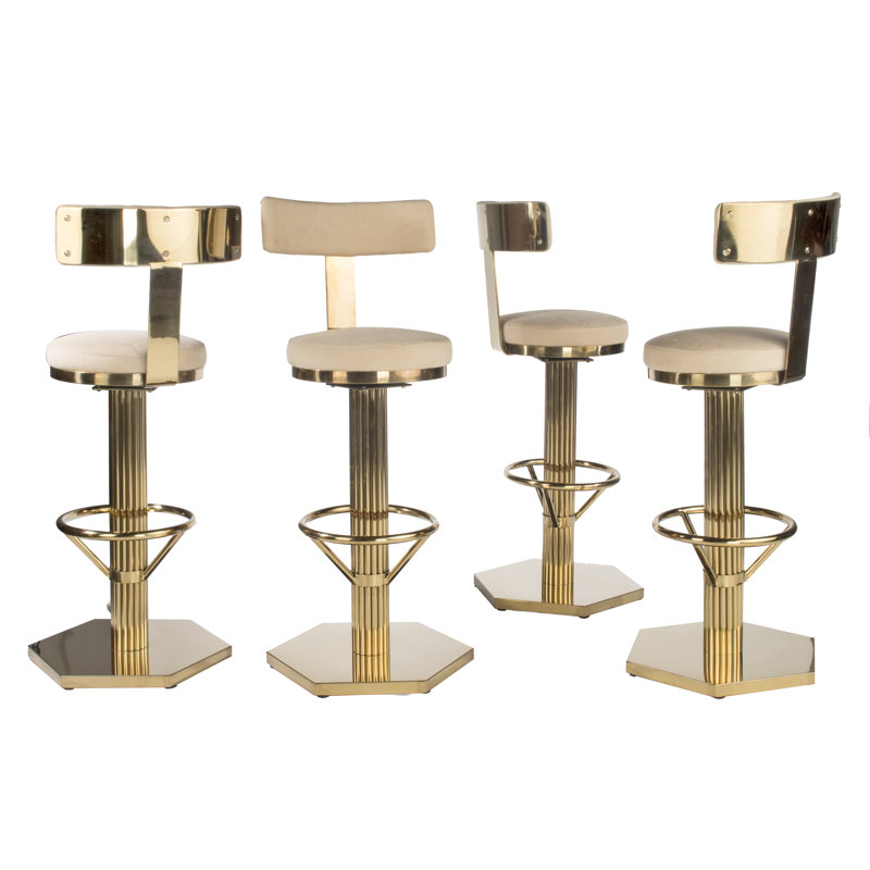 Candace Swivel Upholstered Counter/Bar Stool with Stainless Steel Frame and Linen Seat – Mid-Century Modern Glam Stool for Kitchen or Bar