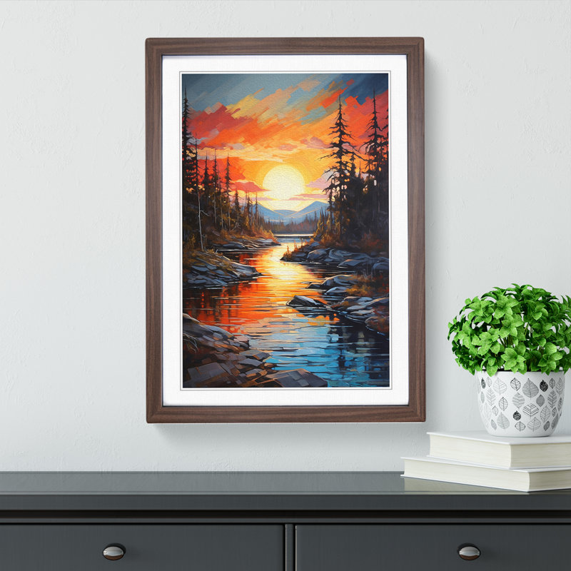 Lake Expressionism Art - Framed Print, Walnut Framed, 34cm H x 25cm W x 2cm D