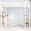 Lit simple à structure en fer blanc, rampe, escalier des deux côtés, peu encombrant, chambre à coucher, longue durée, plateau de table encastré, pieds à double support, épargne-129628587