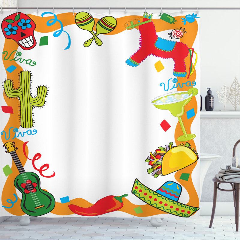 Ensemble de rideau de douche + crochets Fiesta, H 69 po x l 105 po