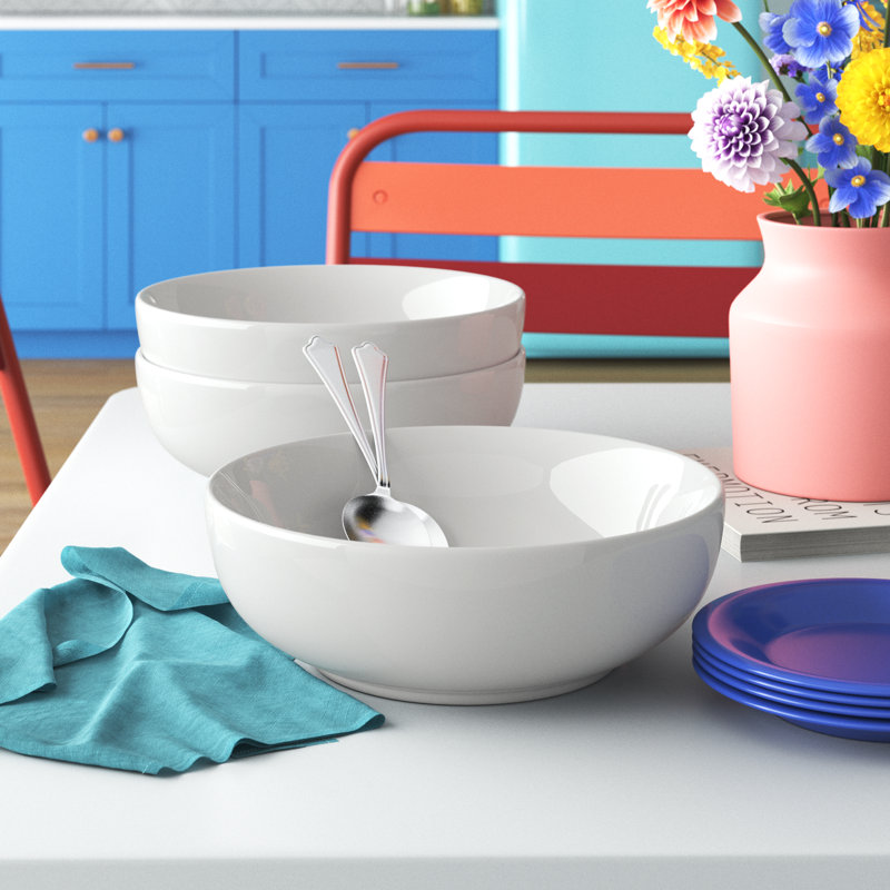Bol de service Wayfair Basics® Burkeville, Blanc, Ensemble de 3