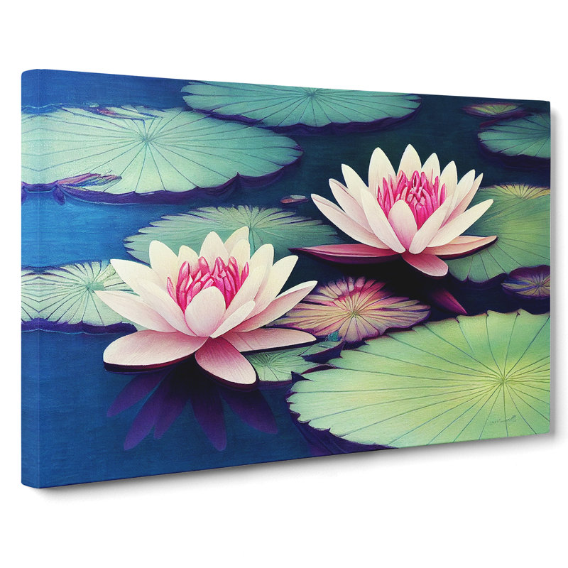 Exquisite Water Lily Flowers - Wrapped Canvas, 35cm H x 50cm W x 3cm D