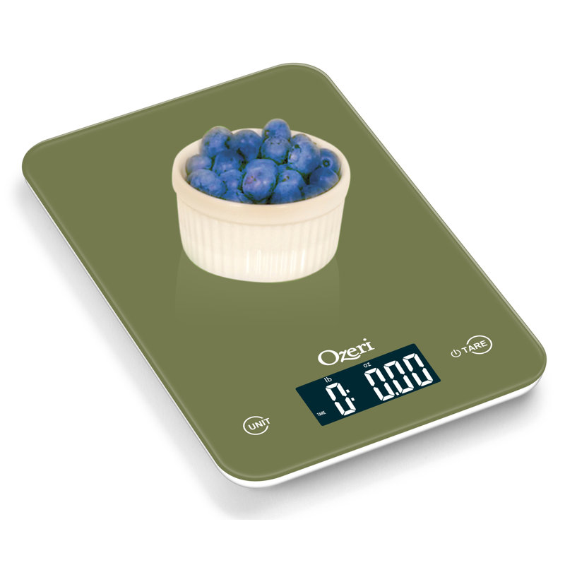 Balance de cuisine numérique Ozeri Touch (édition 12 lb) en verre trempé, Vert Calla