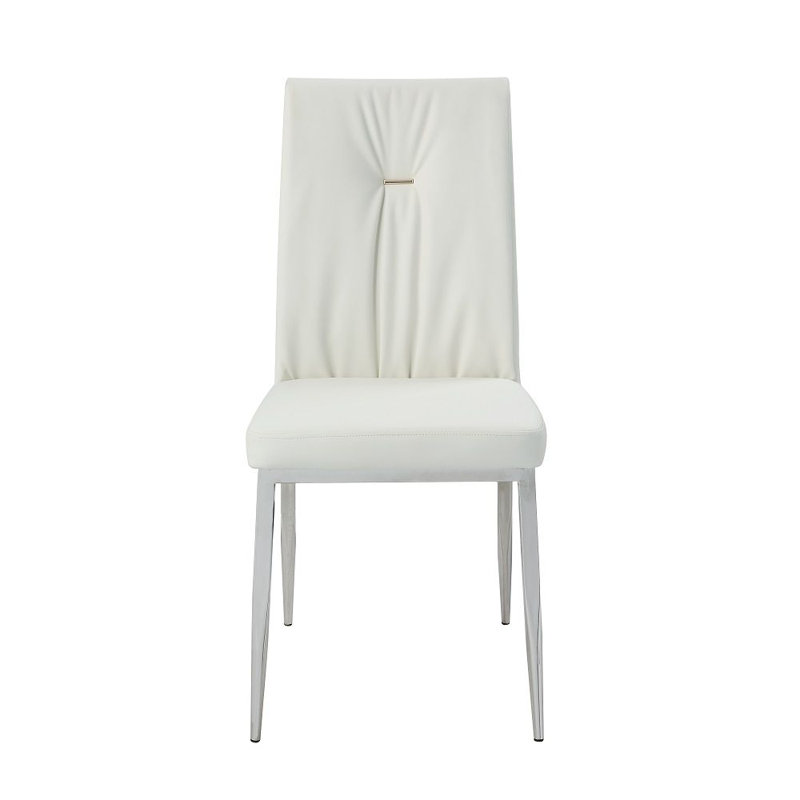 Chaise d'appoint (ensemble de 2), cuir synthétique beige et finition chromée