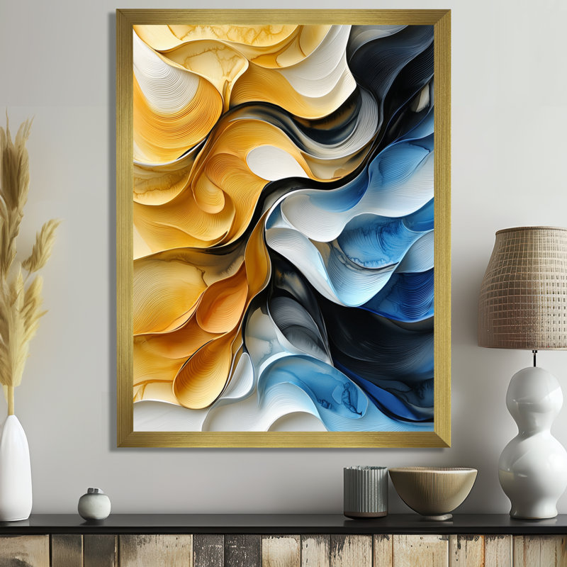 Obead - reproduction d'art sur toile abstraite, H 40 po x l 30 po, Picture Framed, Doré