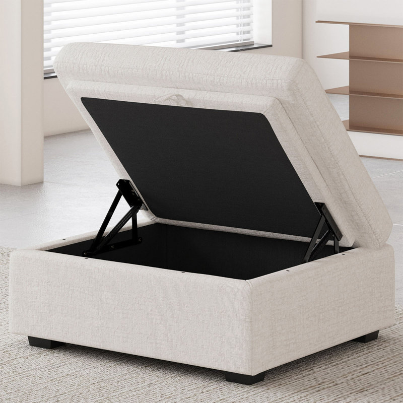 Repose-pieds avec rangement en chenille de 29,9 po Hymes, Blanc