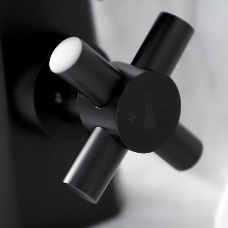 Kingston Brass Constantine Two-Handle 1-Hole Deck Mount Bathroom Faucet with Push Pop-Up, Matte Black