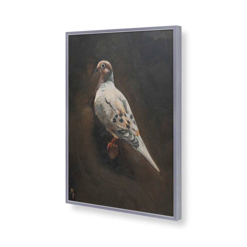 Reproduction d'art sur toile, "Birdudes IV" par Marian Parsons, Impression sur cadre ouvert sans papier mat, Argent argent