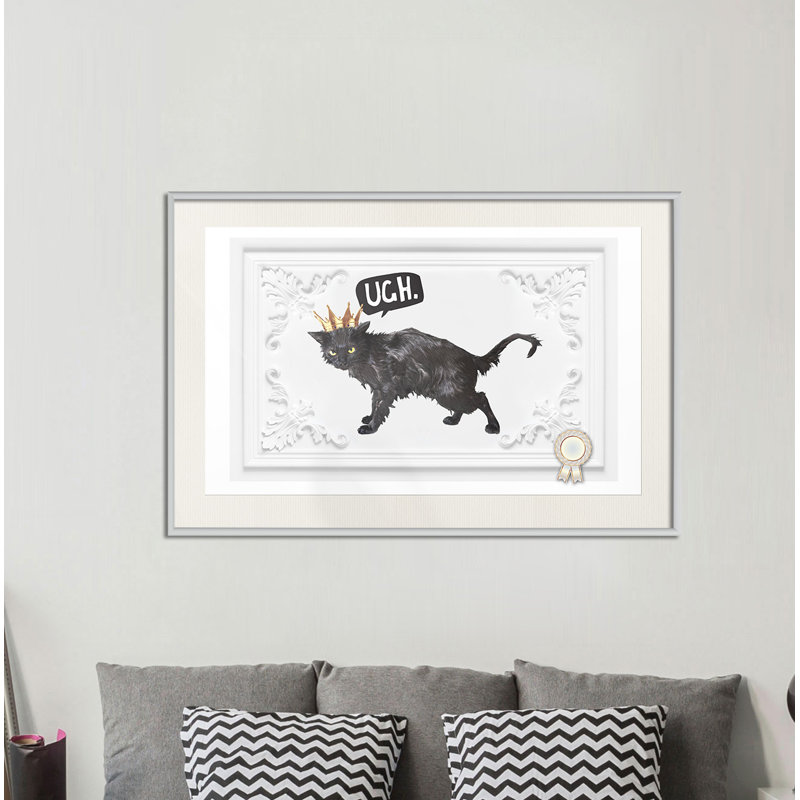 " Cat Rules I ", 24" W x 16" H, Black Framed