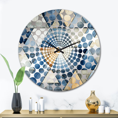 Rustic Cobalt Triangle Symphony - Horloge murale géométrique