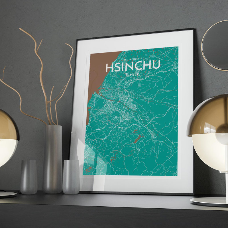 Hsinchu City Map In Nature - No Frame Print, 27.6cm H x 19.7cm W x 0.05cm D