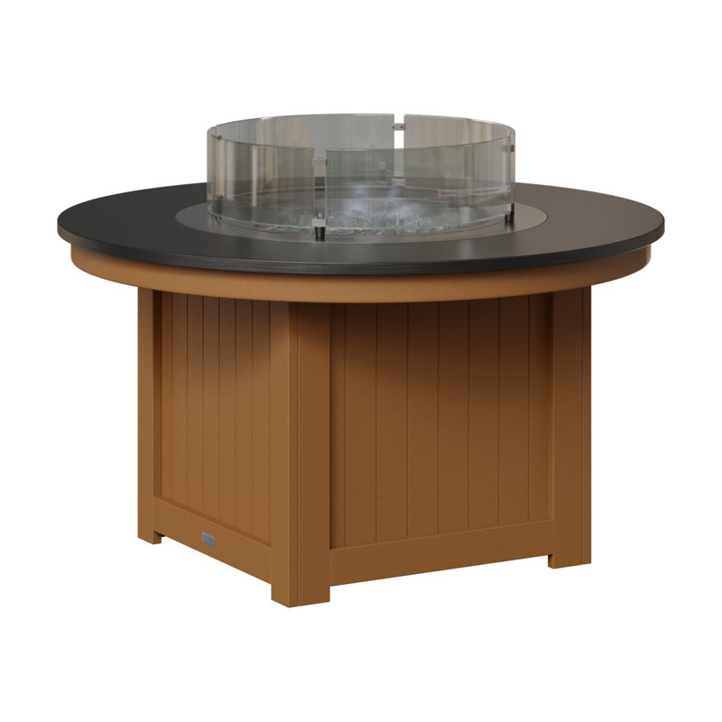 Foyer de table rond Berlin Gardens Donoma, Plateau martelé noir avec base en cèdre, H 25 po x l 44 po x P 44 po