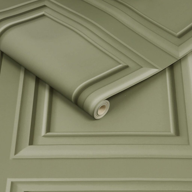 Fresco Wood Panelling Wallpaper, Green