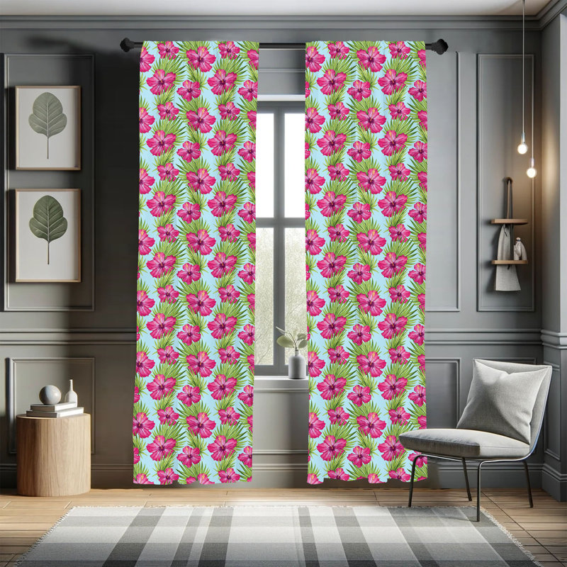Aloha Floral Semi-Sheer Rod Pocket Sliding Panel, 28" x 84"