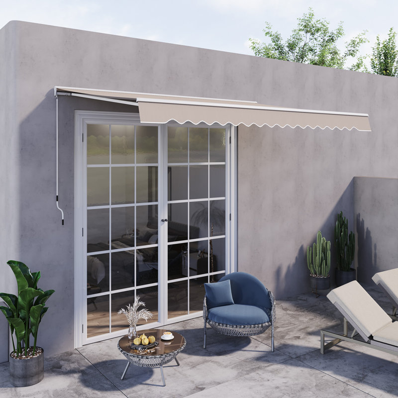 Dakota Fields 250cm D Retractable Patio Awning, Cream White