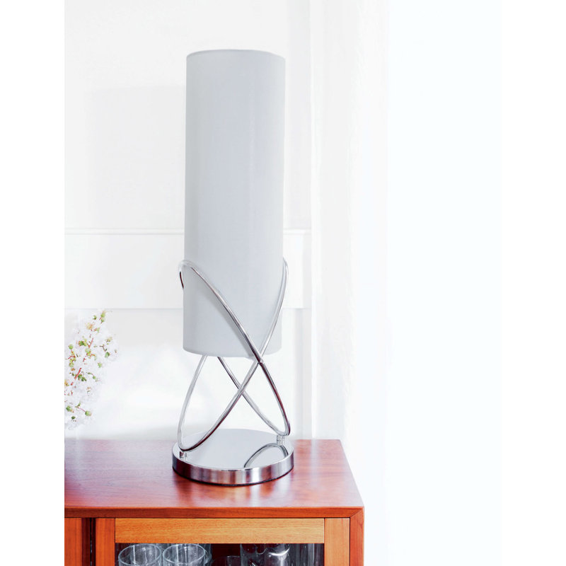 Internal Table Lamp - Chrome, White Linen Shade, Dimmer Switch
