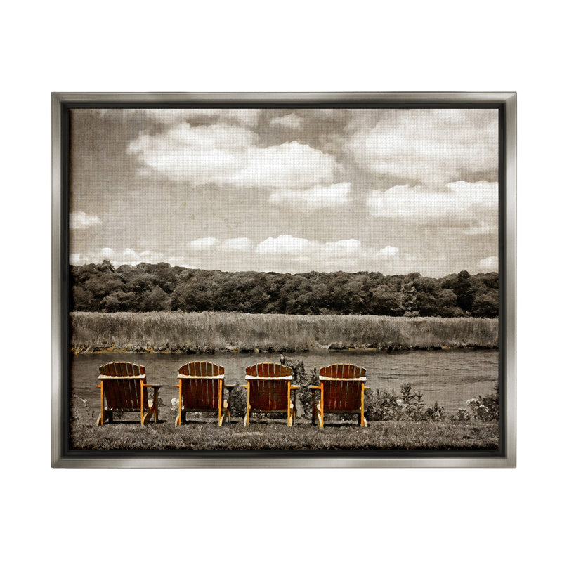 " Adirondacks Lake View Floater Frame " by Graffitee Studios, Luster Gray Floater Frame, 25" H x 31" W