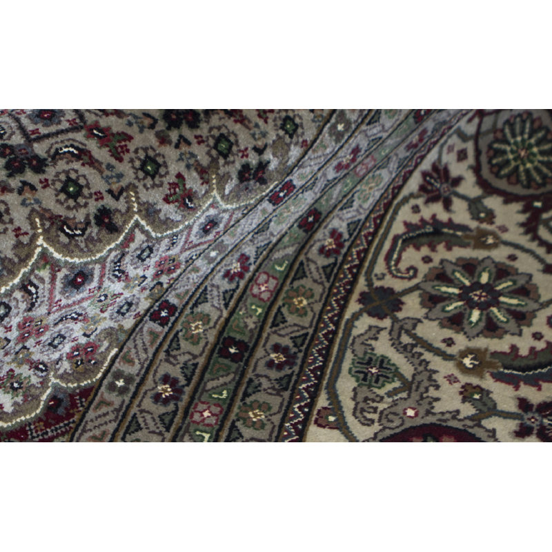 Hand-Knotted High-Quality Black and Cream Area Rug