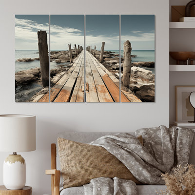 Dominicain désertique Minimalisme Pier I - ensemble de reproduction d'art nautique et de plage sur métal