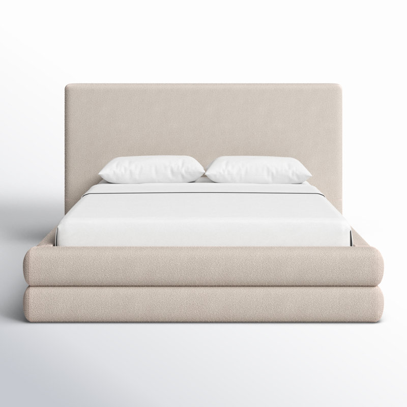 Viski Upholstered Platform Bed In Brun Boucle, Queen