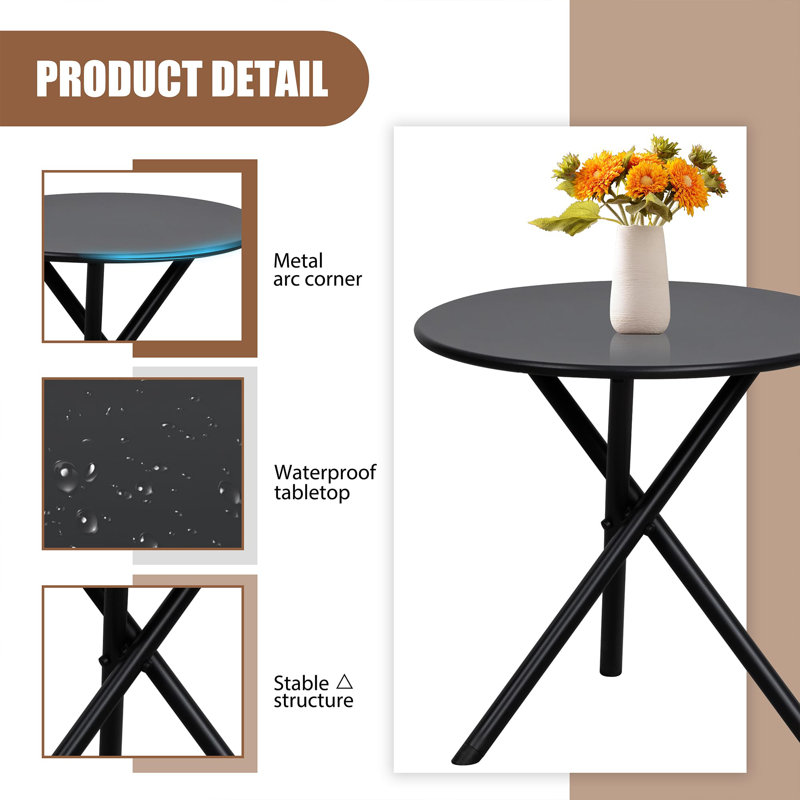 Ensemble de meubles d'extérieur 3 pièces, Noir