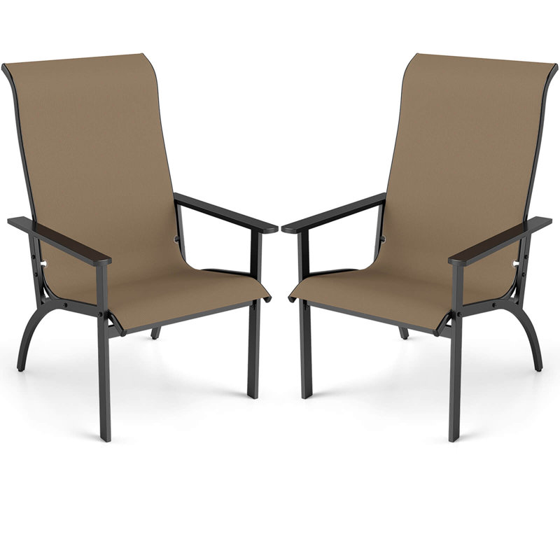 Chaise 2 pièces Adirondack avec capacité de poids de 400 lb à haut dossier et structure en métal