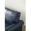 Living Room Sofa Loveseat Round Arm with Silver Nails Couch Navy Blue Faux Leather