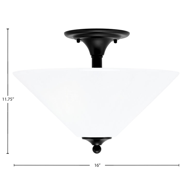 Mannheim Semi-Flush 2 Bulbs With Glass, Matte Black, White Marble
