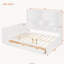 Lit de jour double en bois avec 3 tiroirs, bureau, tablettes et lumières, blanc, cadre de lit de jour d'invité multifonctionnel-133872506