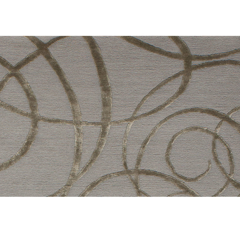 Abstract Area Rug in Pewter/Brown, Rectangle 10' x 14'