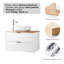 Meuble-lavabo mural 32 po à deux tiroirs, armoire blanche + plateau en bois massif naturel, lavabo carré en céramique, design minimaliste moderne